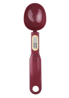 500G/0.1G Draagbare Lcd Digitale Keukenweegschaal Maatlepel Gram Elektronische Spoon Gewicht Volumn Voedsel Schaal wijn rood