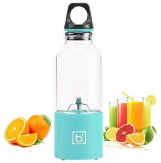 500Ml 4 Blade Draagbare Blender Juicer Machine Mixer Elektrische Mini Usb Opladen Keukenmachine Juicer Smoothie Blender Sap Cup Blauw