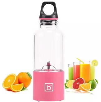 500Ml 4 Blade Draagbare Blender Juicer Machine Mixer Elektrische Mini Usb Opladen Keukenmachine Juicer Smoothie Blender Sap Cup Roze