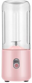 500Ml 6 Blades Draagbare Elektrische Fruit Juicer Thuis Usb Oplaadbare Smoothie Maker Blenders Machine Sport Fles Sap Cup Roze