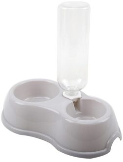 500Ml Automatische Hond Feeder Huisdier Kat Water Fles Plastic Dual Port Anti-Slip Hond Voeden Drinken Kom Katten voedsel Water Bowls grijs