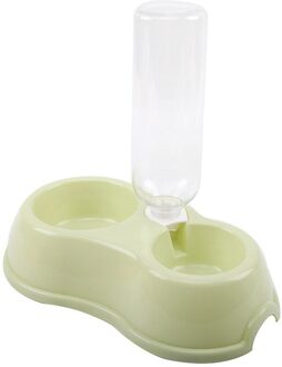 500Ml Automatische Hond Feeder Huisdier Kat Water Fles Plastic Dual Port Anti-Slip Hond Voeden Drinken Kom Katten voedsel Water Bowls groen