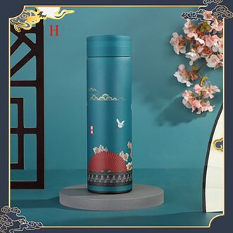 500Ml Chinese Klassieke Stijl Vacuüm Waterfles Met Filter Draagbare Isolatie Cup Winter Drinken Fles Jaar Cadeau Bruin