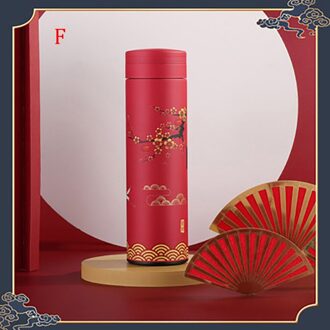 500Ml Chinese Klassieke Stijl Vacuüm Waterfles Met Filter Draagbare Isolatie Cup Winter Drinken Fles Jaar Cadeau Roze