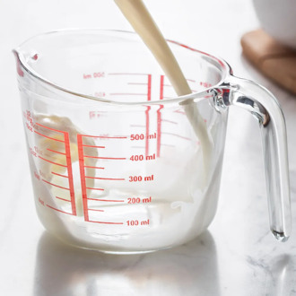 500ml Clear Glass Measuring Cup Home Baking Tool Pour Heat-resistant Microwave Heating Milk Mug with Red Measurement Angled Grip