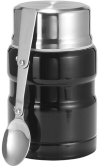 500Ml Grote Capaciteit Thermoskan Roestvrijstalen Pot Lunchbox Voedsel Soep Container Voedsel Fles zwart