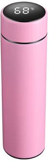 500Ml Intelligente Thermosfles Thermosflessen Temperatuur Display Lcd Thee Water Mok Rvs Geïsoleerde Fles Cup Roze