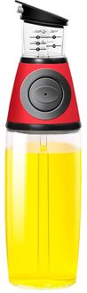500Ml Kwantitatieve Druk Olie Fles Dispenser Meetbare Glazen Fles Olie Kruiden Container Voor Keuken Koken Gereedschap 500ml rood