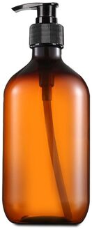 500Ml Lege Plastic Hervulbare Pomp Fles Lotion Shampoo Douchegel Zeepdispenser Fles Outdoor Reizen Bruin