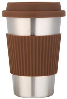 500Ml Roestvrij Staal Water Cup Anti-Slip Koffie Mok Mok Brede Mond Thee Kopje Koffie Cup Stro mok Silicagel Deksel