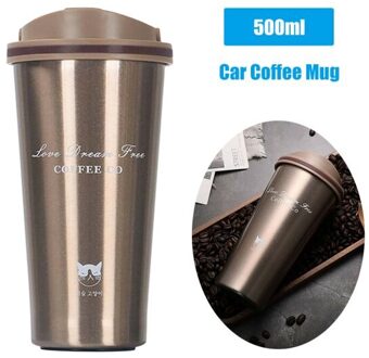 500Ml Rvs Auto Koffie Cup Lekvrij Geïsoleerde Thermische Thermos Cup Auto Draagbare Reizen Koffie Mok Auto Accessoires