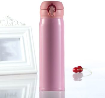 500Ml Rvs Thermos Buik Cup Thermo Mok Vacuüm Cup Thermische Fles Voor Water Geïsoleerde Tumbler Voor Coffeetea mok Roze