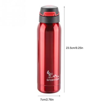 500Ml Rvs Thermos Cup Vacuüm Geïsoleerde Stro Cup Mok Fles Water Voor Outdoor Sport Reizen Thee Mok thermocup Rood