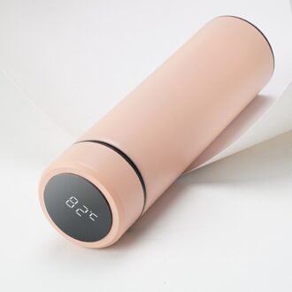 500Ml Termo Water Fles Rvs Smart Temperatuur Led Display Vacuüm Mok Garrafa Termica Termos Para Agua Roze