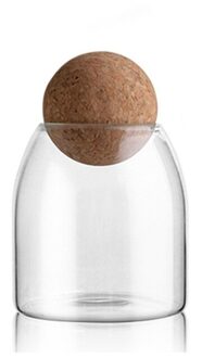 500Ml Transparant Glas Opslagtank Borosilicaatglas Verzegelde Blikjes Voedsel Granen Container Met Kurk (Ronde Bal,)