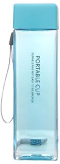 500Ml Transparante Vierkante Plastic Water Cup Reizen Draagbare Koude Sap Melk Cup Grote Capaciteit Outdoor Sport Water Flessen blauw