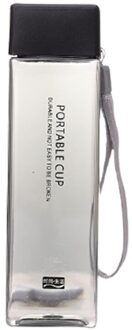 500Ml Transparante Vierkante Plastic Water Cup Reizen Draagbare Koude Sap Melk Cup Grote Capaciteit Outdoor Sport Water Flessen zwart