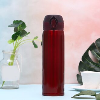 500Ml Warm Water Fles Kopjes Reizen Mok Kantoor Koffie Thee Houden Thermos Warm Houden Water Cup Bidon Thermosflessen rood