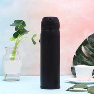 500Ml Warm Water Fles Kopjes Reizen Mok Kantoor Koffie Thee Houden Thermos Warm Houden Water Cup Bidon Thermosflessen zwart