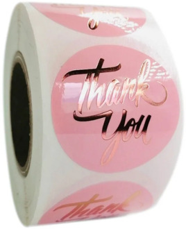 500pcs 1.5 inch Rose Gold Thank You Sticker Labels Pink Waterproof Stickers Seal Label for Scrapbook Business Stationery Sticker