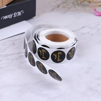 500Pcs/1Roll Zwart Papier Label Stickers Folie Dank U Stickers Scrapbooking Wedding Envelop Handgemaakte Briefpapier Sticker