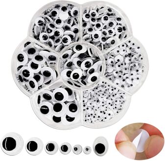 500Pcs 4-12Mm Zwart Gemengd Wiggle Googly Ogen Met Zelfklevende Diy Scrapbooking Ambachten Speelgoed Accessoires ambachten Gemengde # P30