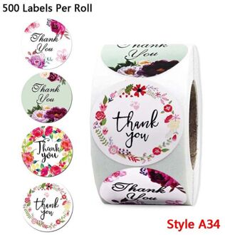 500Pcs 4 Of 8 Ontwerpen Bloemen Dank U Stickers Handgemaakte Scrapbooking Seal Label R7RC A34