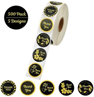 500Pcs 5 Ontwerpen Dank U Stickers Goud Folie Seal Label Voor Bakken Bags Kerst Bruiloft Decoratie Briefpapier Sticker