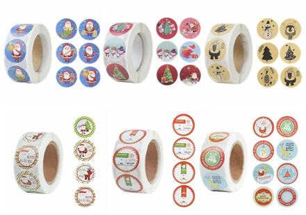 500pcs Christmas Round Seal Label Stickers Thank You Stickers Merry Christmas Cards Gift Package Scrapbooking Noel Navidad decor
