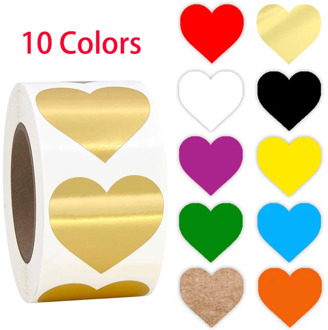 500pcs Chroma Label Color-Code heart Labels stickers Black white green blue orange red brown yellow gold stationery stickers
