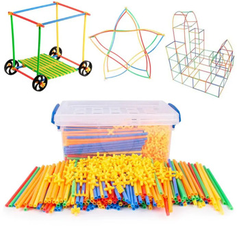 500PCS Colorful Plastic Straw Assembled Children Building Blocks Educational Toys Indoor Outdoor Combined Puzzle Play Game Gifts