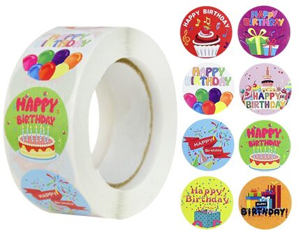 500Pcs Envelop Afdichting Stickers Gelukkige Verjaardag Decoraties Kids Packging Etiketten Tags Scrapbooking Diy Stickers Verjaardag B02
