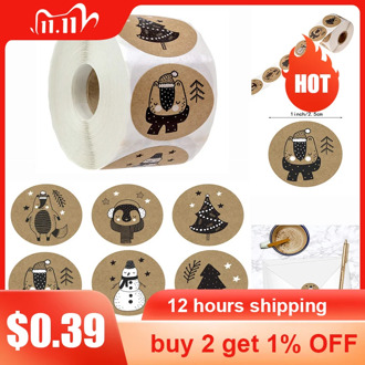 500pcs Happy Christmas Day Animal Stickers Paper Thank You Sticker Snowflake Christmas Label Gift Box Decoration Family Sticker