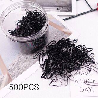 500Pcs Hoog-elastische Baby Kids Haar Accessoires Wegwerp Elastiekjes Chouchou Haar Banden Voor Vrouwen Meisjes Haarband (Zwart)
