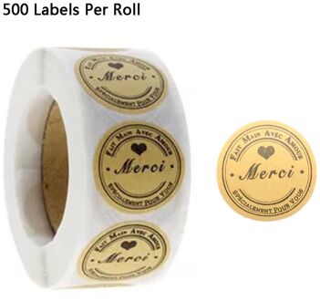 500Pcs Kraft Merci Franse Bedankt Etiketten Stickers Handgemaakte Pakket Envelop Seal Label Scrapbooking Briefpapier Sticker 24