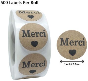 500Pcs Kraft Merci Franse Bedankt Etiketten Stickers Handgemaakte Pakket Envelop Seal Label Scrapbooking Briefpapier Sticker 25