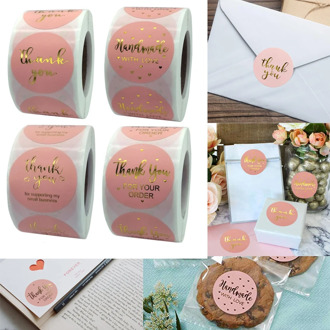 500pcs Large Pink Thank You for Your Order Sticker Packing Seal Labels Handmade sticker