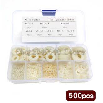 500Pcs M2 M2.5 M3 M4 M5 M6 M8 M10 Wit Wit Plastic Nylon Ring Platte Ring Vliegtuig Spacer Isolatie pakking Ring Voor Schroef