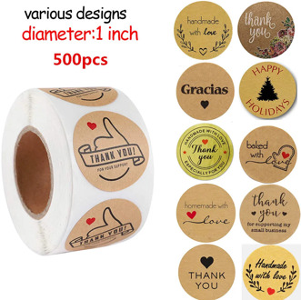 500pcs Multi-styles Handmade with Love Sticker Floral Thank You Labels Stickers For Baking/Wedding/Party/Gift Box Decoration