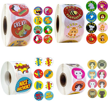 500pcs Reward Stickers Encouragement Sticker Roll for Kids Motivational Stickers with Cute Animals for Students Teachers