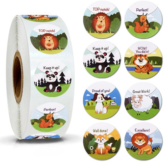 500pcs/roll Animal Reward Stickers Rolls for Kids and Teacher Motivational Teachers Sticker for Classroom Preschool Toy Label