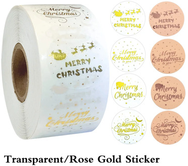 500pcs/roll christmas sticker rose gold labels for gift sealing adhesive transparent sticker Merry christmas decoration