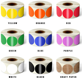 500Pcs/Roll Chroma Label Color Code Dot Labels Stickers 1 Inch Red, Green, White,Yellow,Blue,Pink,Black,Stationery Stickers