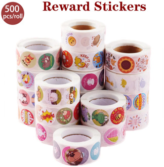 500pcs/roll cute cartoon reward sticker for teacher encouragement student Round labels animals stationery sticker