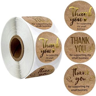 500Pcs/Roll Dank U Voor Ondersteunende Mijn Business Stickers Ronde Kraftpapier Sticker Winkel Pakket Seal Labels decor 500stk roll