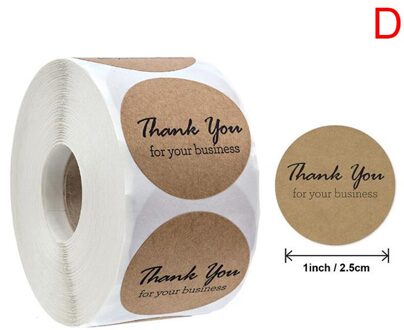 500Pcs/Roll Dank U Voor Uw Bestelling Kraft Sticker Handgemaakte Verpakking Seals Label