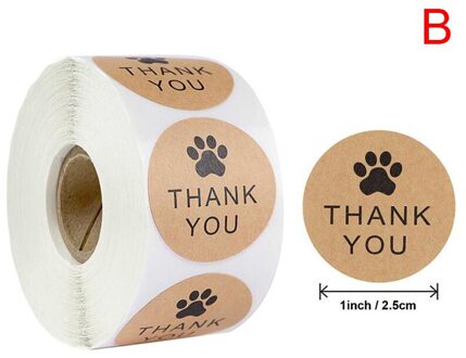500Pcs/Roll Dank U Voor Uw Bestelling Kraft Sticker Handgemaakte Verpakking Seals Label
