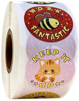 500Pcs/Roll Kids Leuke Stickers Animal 1Inch Labels Beloning Sticker Voor School Leraar Kids Smiley Kinderen Briefpapier sticker