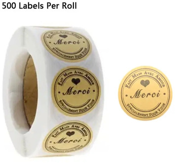 500pcs/ Roll Kraft Merci French Thank You labels Stickers Envelope Package Seal
