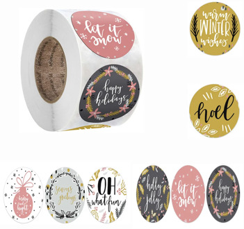 500pcs/roll Label Stickers Christmas Gift Decoration Thank You Sticker Stationery Sticker Happy Holidays Decoration Seal Label